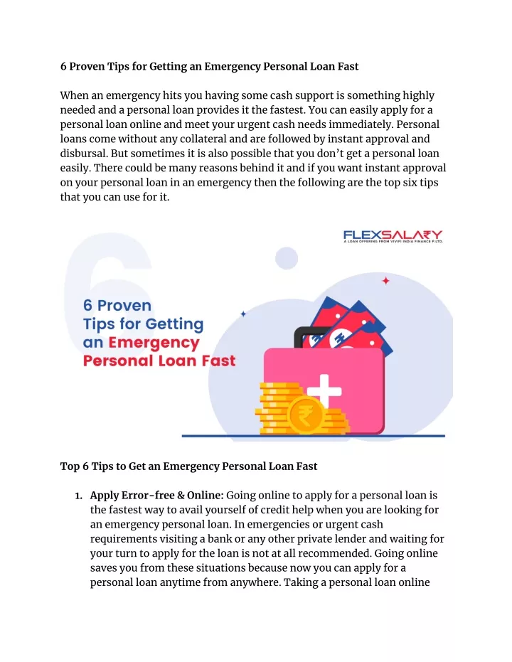 6 proven tips for getting an emergency personal