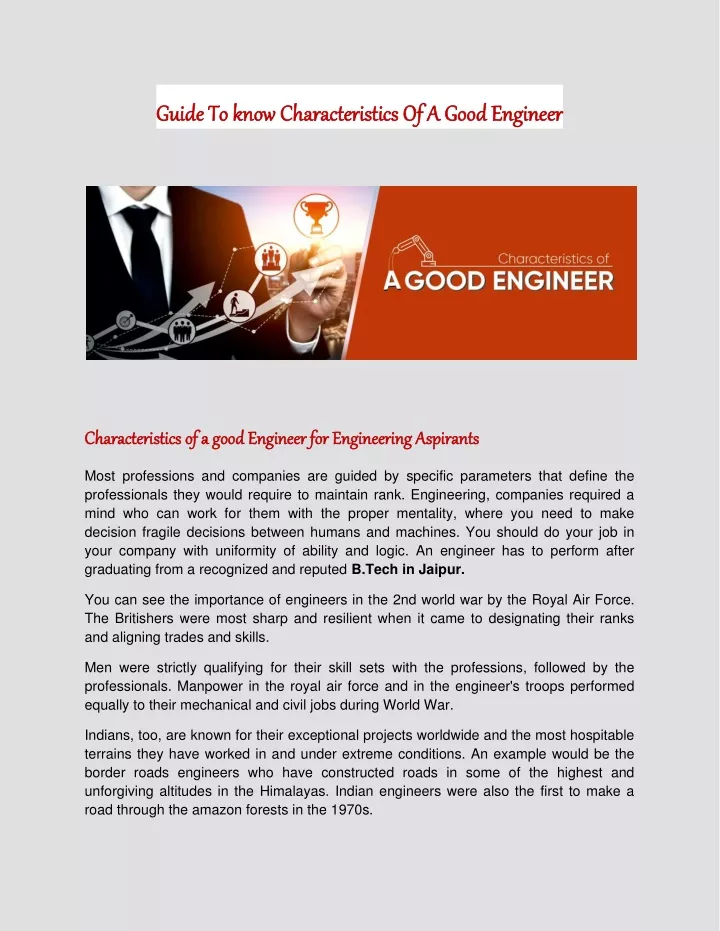 guide to know characteristics of a good engineer