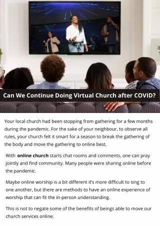 Can We Continue Doing Virtual Church after COVID