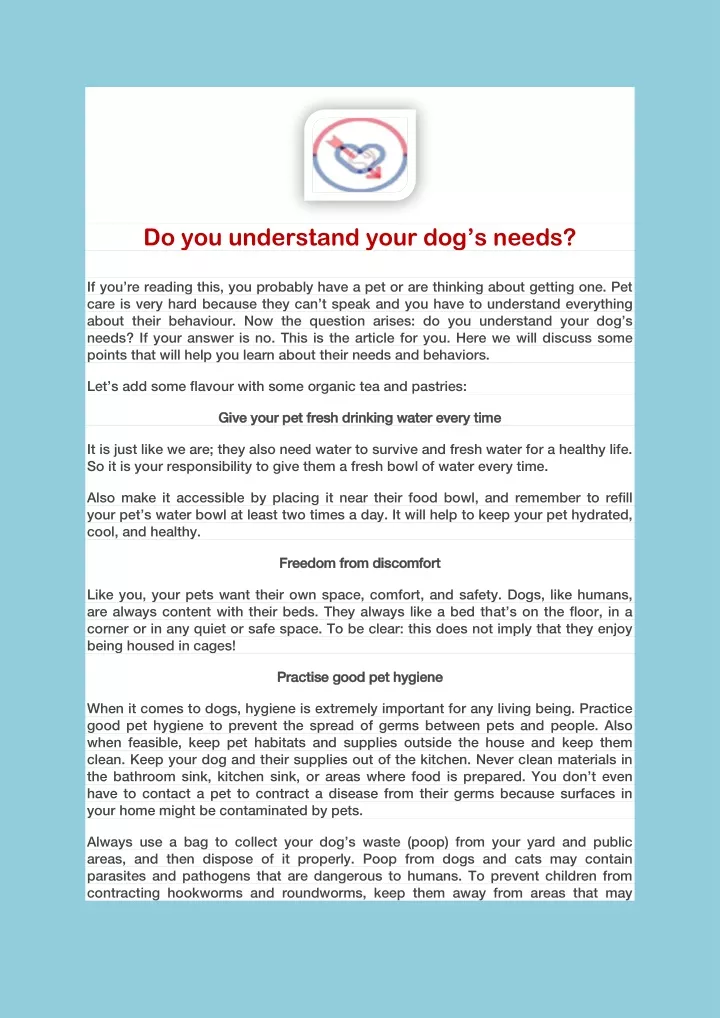 do you understand your dog s needs