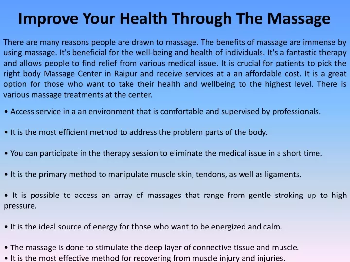 improve your health through the massage