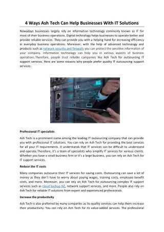 4 Ways Ash Tech Can Help Businesses With IT Solutions