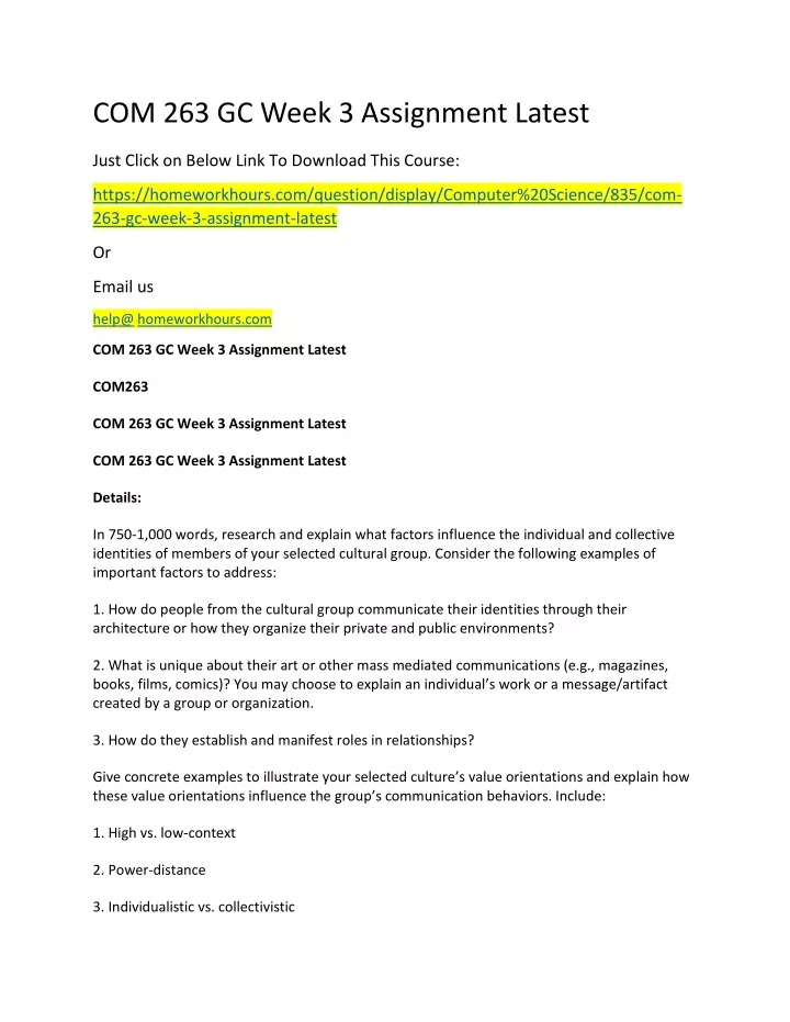 com 263 gc week 3 assignment latest