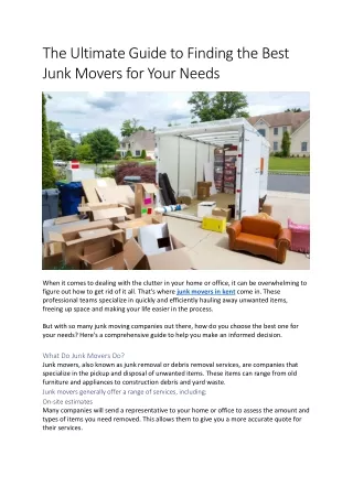 The Ultimate Guide to Finding the Best Junk Movers for Your Needs