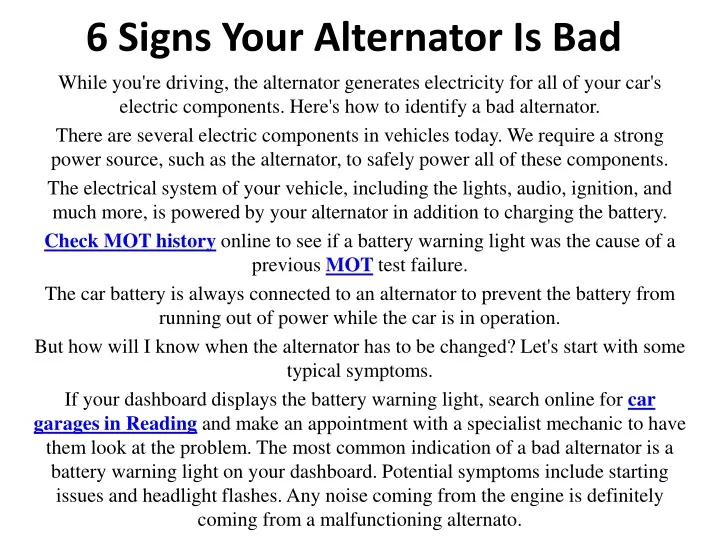 6 signs your alternator is bad