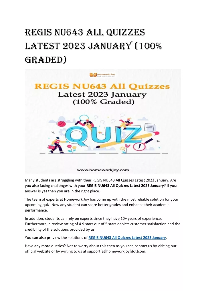 regis nu643 all quizzes latest 2023 january
