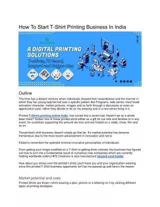 How To Start T-Shirt Printing Business In India