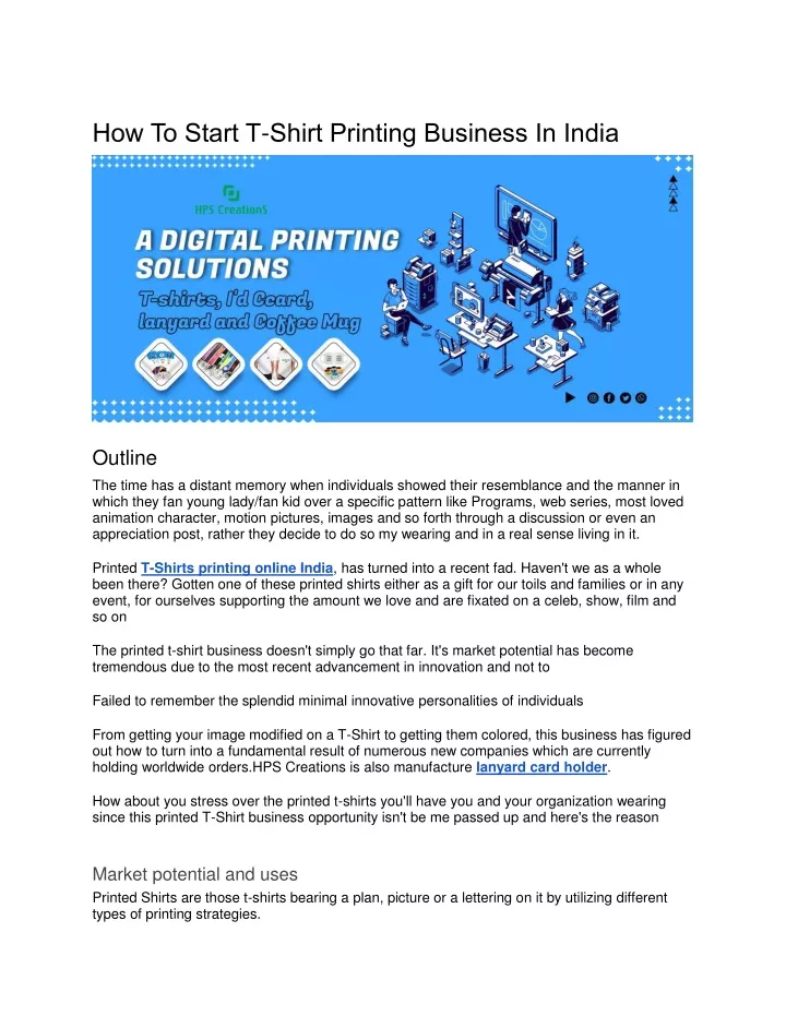 how to start t shirt printing business in india