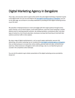 Digital Marketing Agency in Bangalore