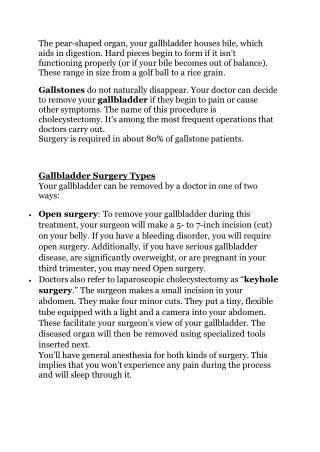 Signs And Symptoms Of Gallstone And The Types Of Gallbladder Surgery