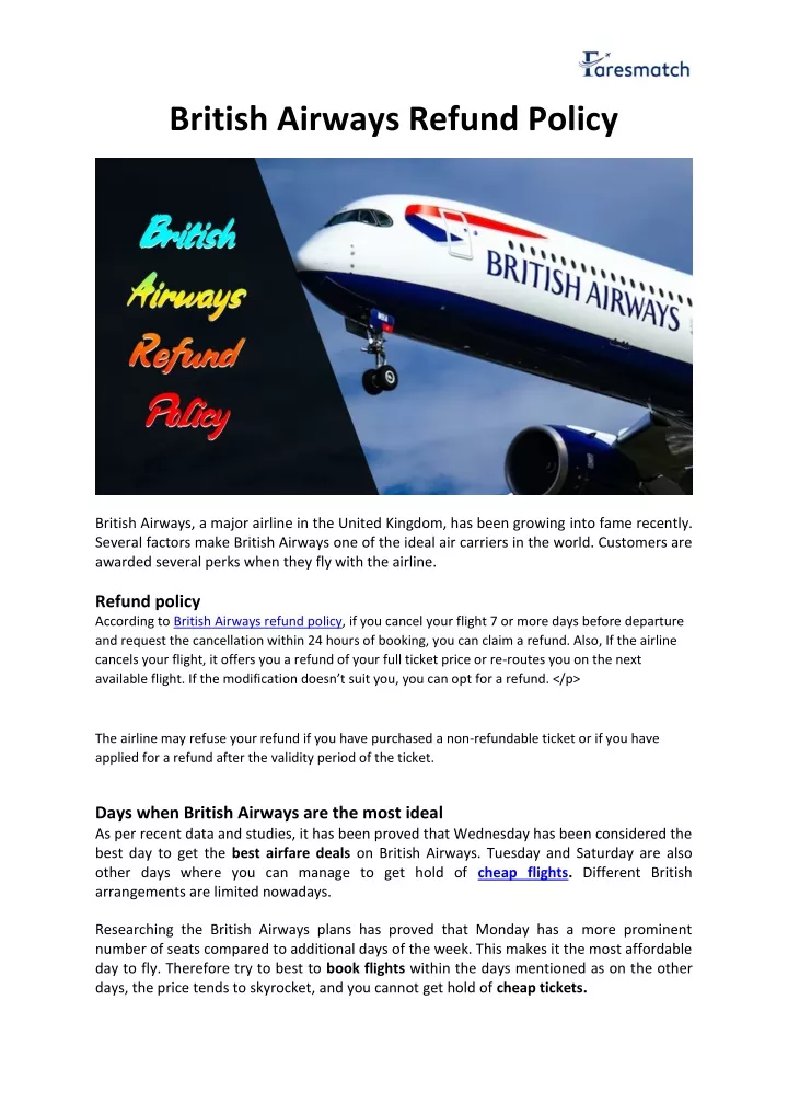 british airways refund policy