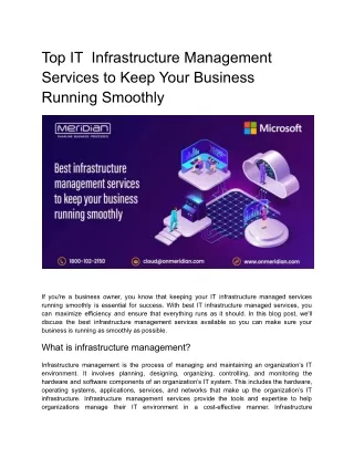 Top IT  Infrastructure Management Services to Keep Your Business Running Smoothly