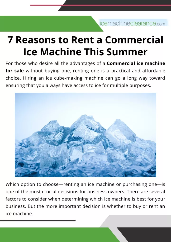 7 reasons to rent a commercial ice machine this
