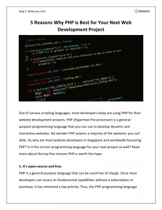 5 Reasons Why PHP is Best for Your Next Web Development Project