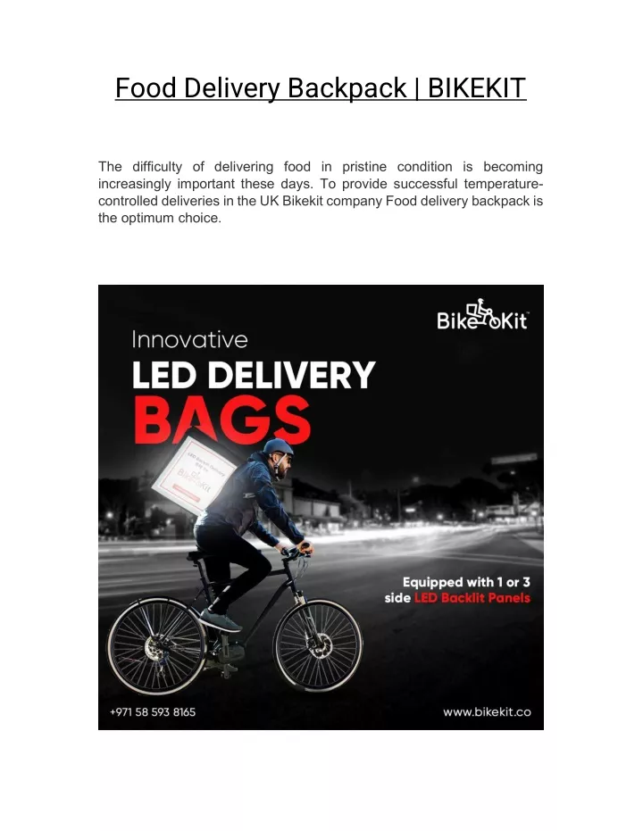 food delivery backpack bikekit