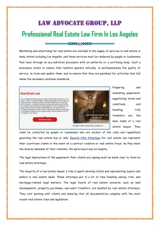 Real Estate Law Firm In Los Angeles