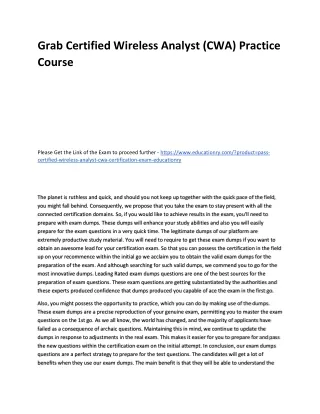 grab certified wireless analyst cwa practice