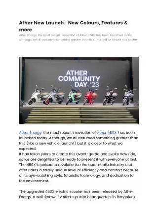 Ather New Launch  New Colours, Features & more