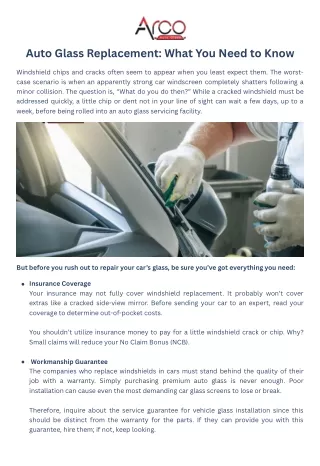 auto glass replacement what you need to know