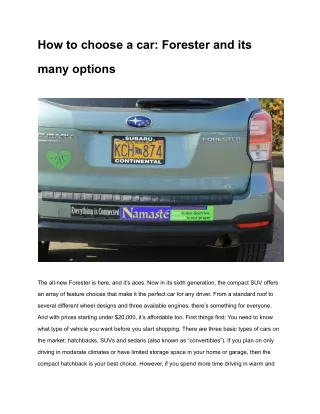 How to choose a car: Forester and its many options