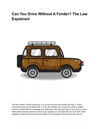 Can You Drive Without A Fender? The Law Explained
