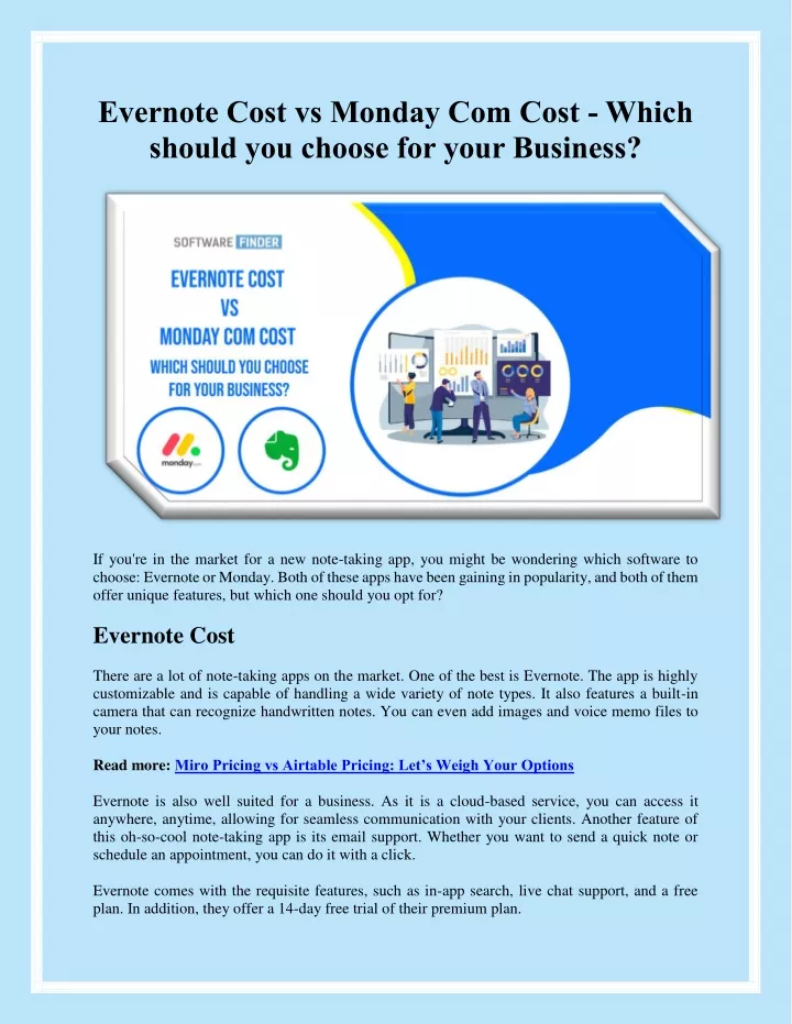 evernote cost vs monday com cost which should