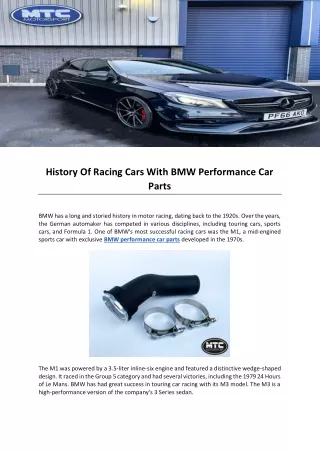 History Of Racing Cars With BMW Performance Car Parts