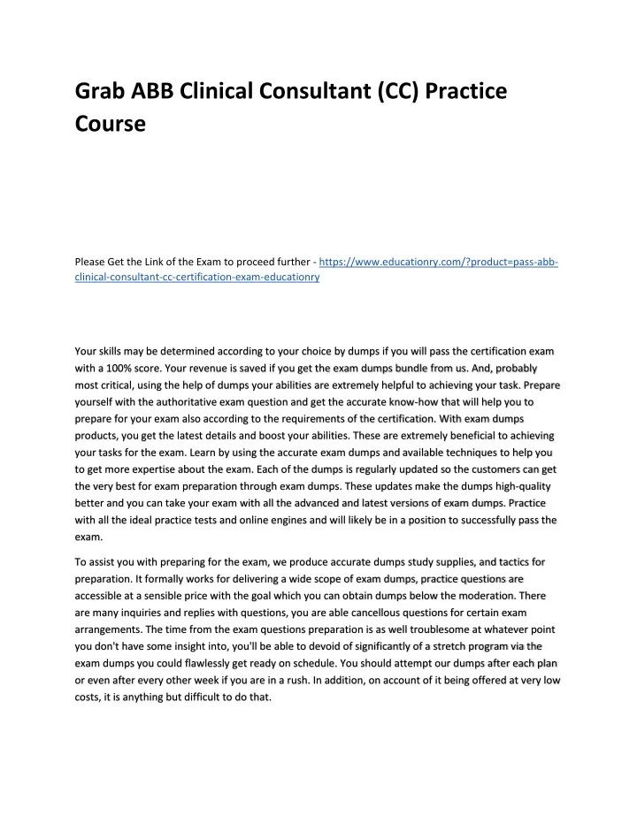 grab abb clinical consultant cc practice course