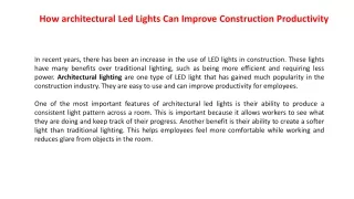 how architectural led lights can improve