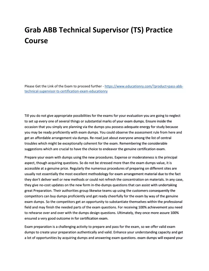 grab abb technical supervisor ts practice course