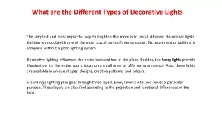 what are the different types of decorative lights