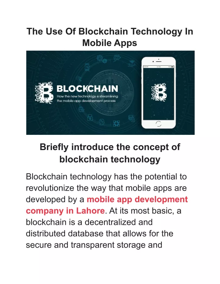 the use of blockchain technology in mobile apps