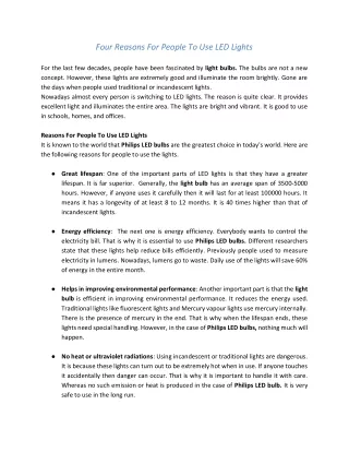 four reasons for people to use led lights