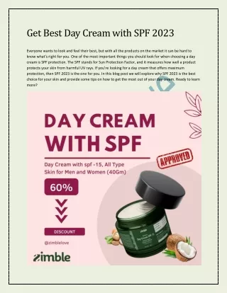 Get Best Day Cream with SPF 2023