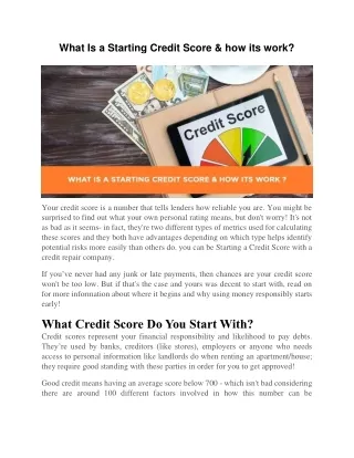 what is a starting credit score how its work