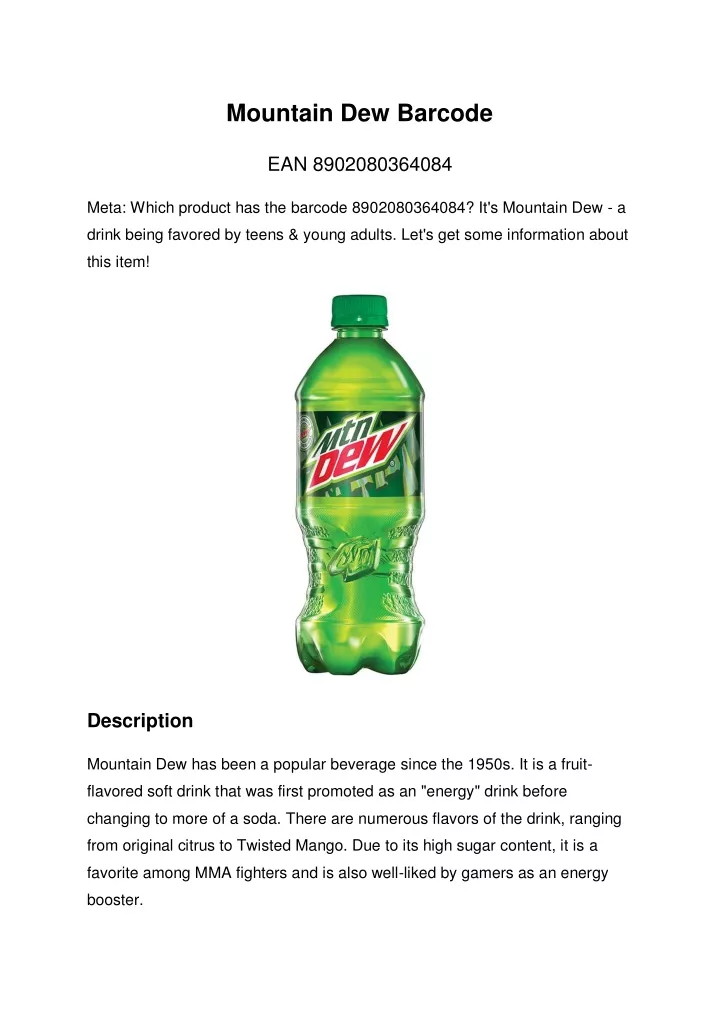 mountain dew barcode