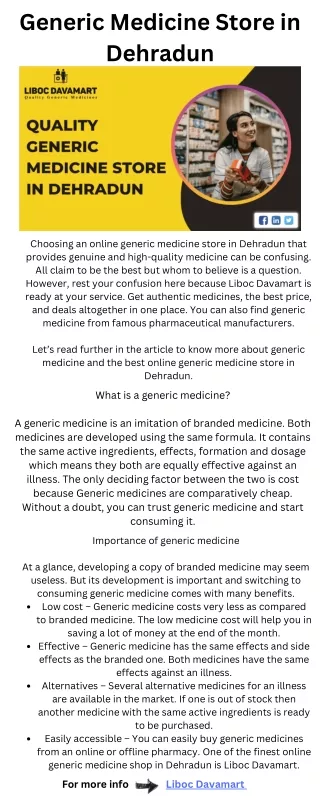 generic medicine store in dehradun