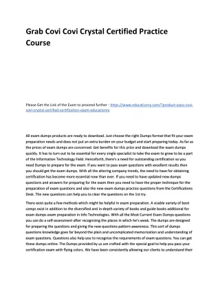 grab covi covi crystal certified practice course