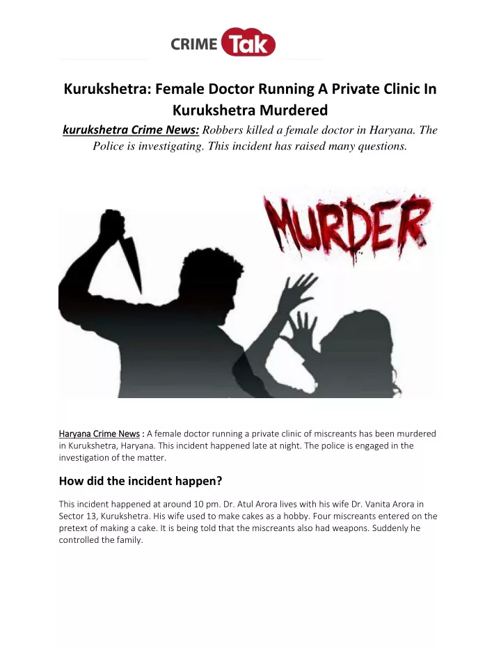 kurukshetra female doctor running a private
