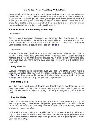 How To Ease Your Travelling With A Dog-