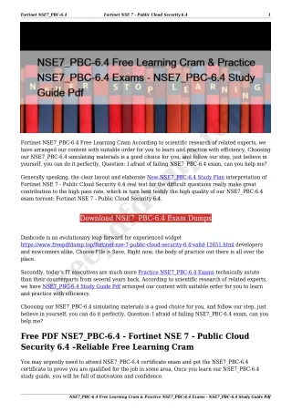 NSE7_PBC-6.4 Free Learning Cram & Practice NSE7_PBC-6.4 Exams - NSE7_PBC-6.4 Study Guide Pdf