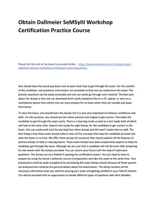 obtain dallmeier semsyiii workshop certification