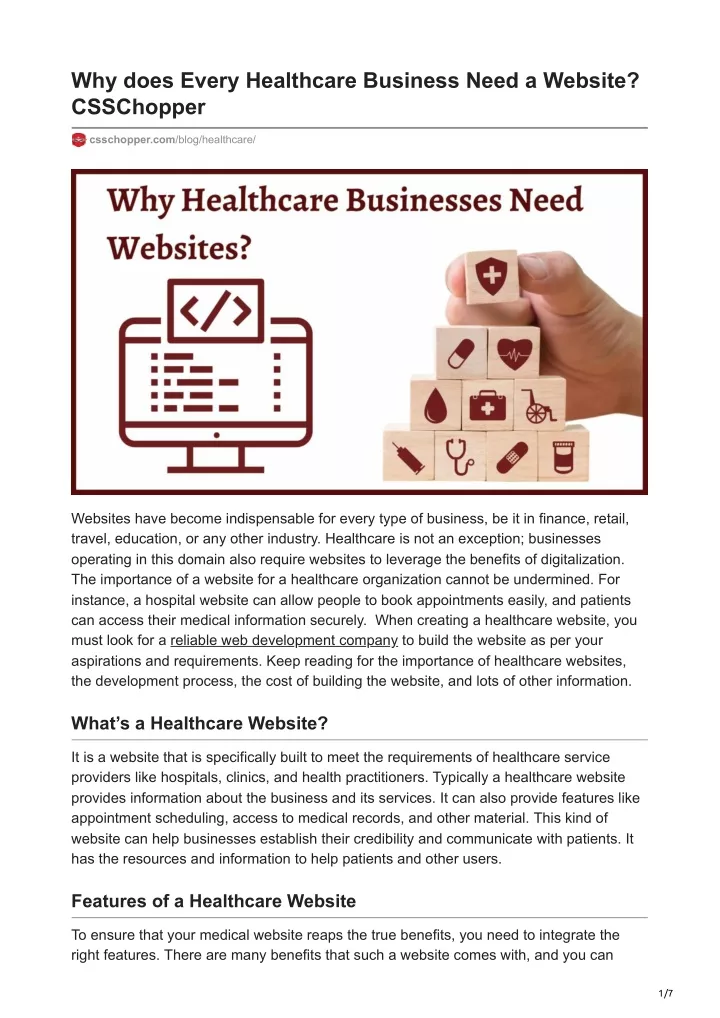 why does every healthcare business need a website