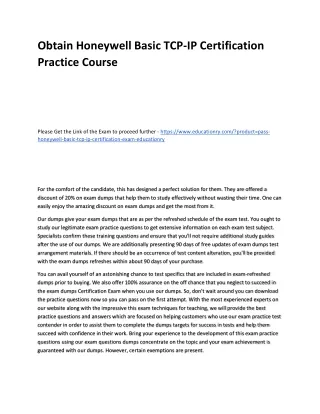 obtain honeywell basic tcp ip certification