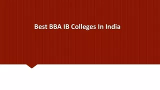 Best BBA IB Colleges In India