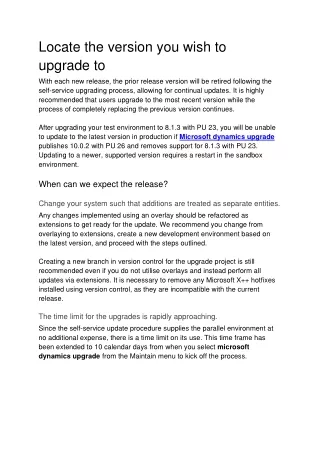 locate the version you wish to upgrade to