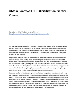 obtain honeywell hrgxcertification practice course