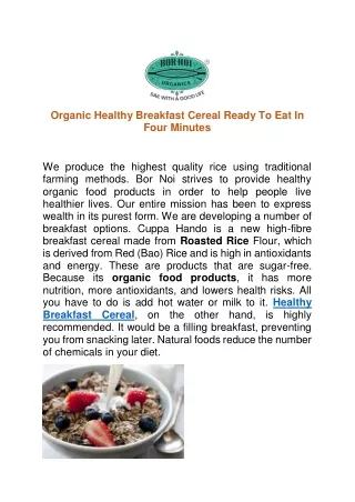 Organic Healthy Breakfast Cereal Ready To Eat In Four Minutes-pdf