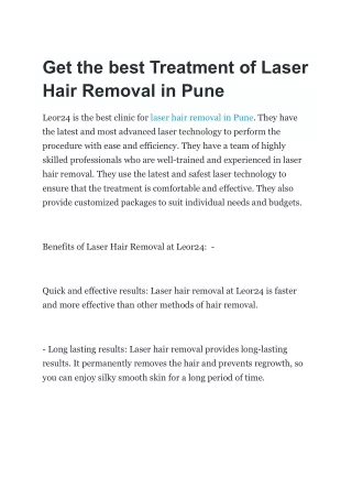laser hair removal in Pune