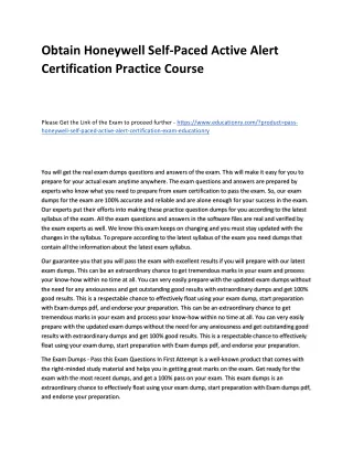 obtain honeywell self paced active alert